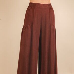 C19 Chocolate Brown Boho Wide Leg Pallazzo Pants